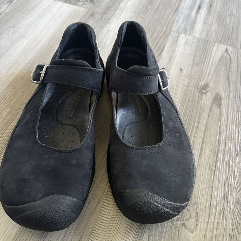 KEEN Mary Jane Black Suede Leather Utility Flats Shoes Comfort Women's Size 7.5 - Picture 3 of 9